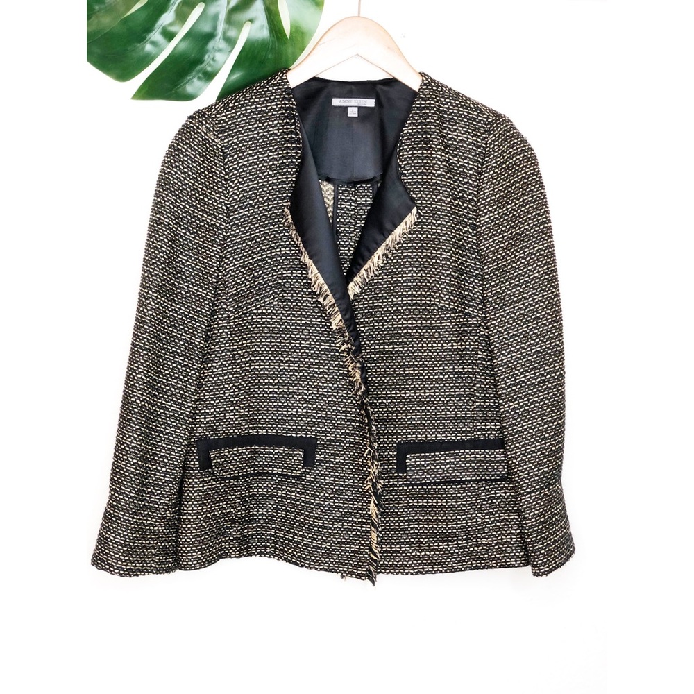 Anne Klein New York Black Tweed Blazer Size Large